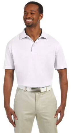 Harriton Mens 4 Oz Polytech Polo White