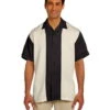Harriton Men's Two-Tone Bahama Cord Camp Shirt Black/Creme -Bowling Shop 99adbba0 0b84 4df0 991b a4baab203141